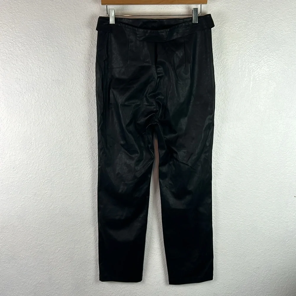 Perfect Revolve Superdown Chanice Buckle Pant Black Faux Leather Trouser Belted - Picture 7 of 8